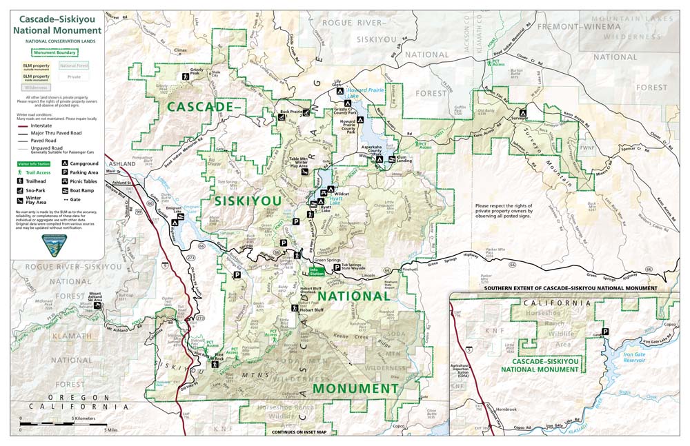 map of Cascade-Siskiyou National Monument